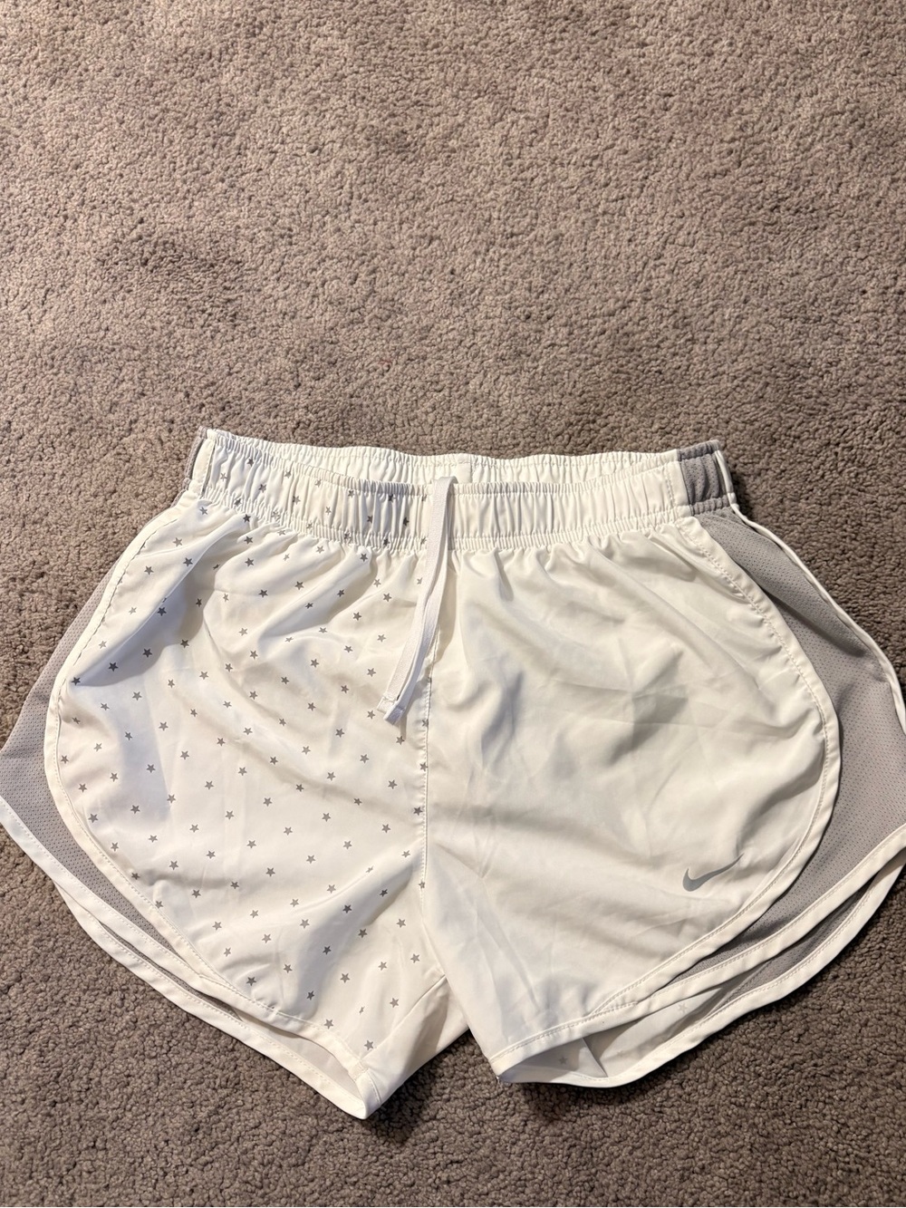 Nike White Women's Athletic Shorts with Subtle Star Print